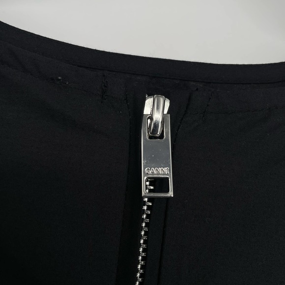 Ganni Broderie Anglaise Cropped Balloon Sleeve Top Black Summer Eyelet Lace - Picture 8 of 14